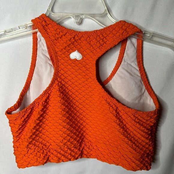 Booty By Brabants Croco Skin Orange Cropped Leggings and Sports Bra Set. One Sz. - Picture 6 of 11